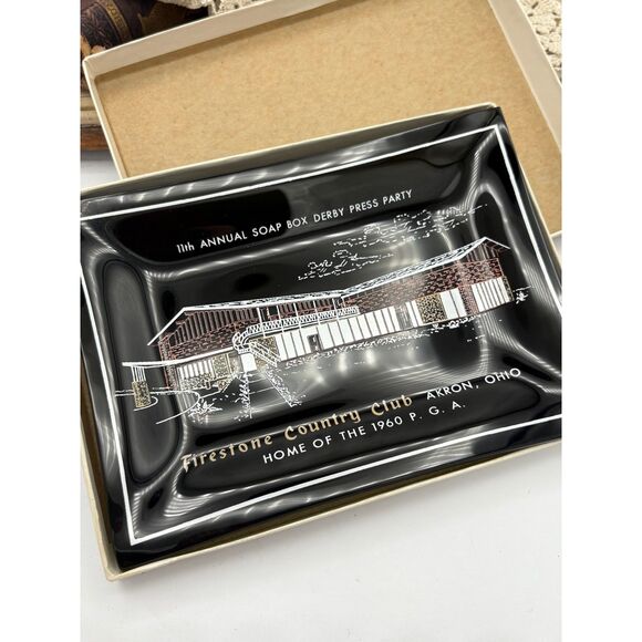 VTG Glass Tray Soap Box Derby Akron Ohio PGA Souvenir Firestone Country Club - Picture 2 of 7